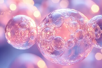Aufkleber - A captivating macro shot of iridescent soap bubbles against a bokeh background creates a dreamy, ethereal aesthetic.