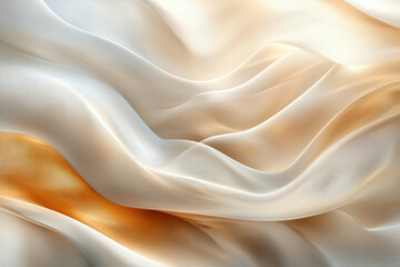 Poster - Elegant, flowing beige and gold fabric with soft, luxurious texture.