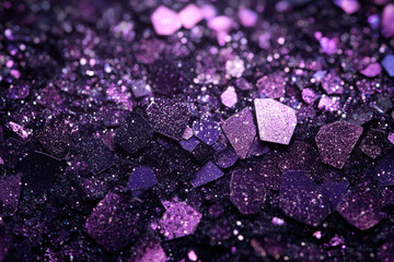 Poster - Close-up of sparkling purple glitter, textured and glamorous.