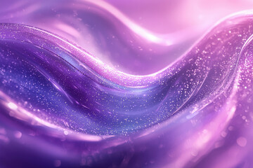 Poster - Abstract purple waves with glittering particles, creating a dreamy, ethereal effect.