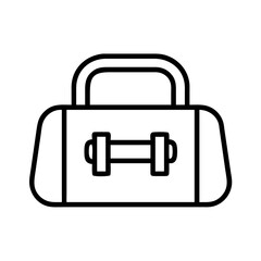 Poster - Gym bag vector icon illustration for fitness workout and sport equipment in outline style isolated design 100