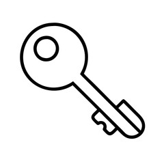 Poster - Key outline vector icon for security lock access and house door unlock minimal black and white design element
