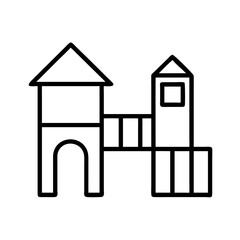 Poster - Outline drawing of a kids wooden block castle toy for creative play and educational construction games