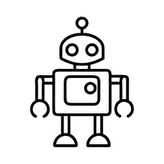 Poster - Cute robot outline vector illustration for kids, ai, technology and design projects and creative works