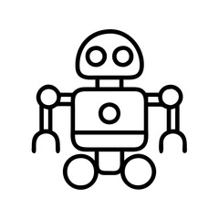 Poster - Cute robot vector image for ai technology and automation designs, robot outline illustration, simple robot art
