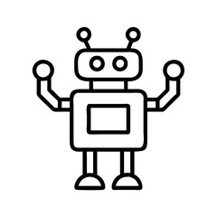 Poster - Illustration of a friendly robot outline icon for technology and artificial intelligence concepts design vector