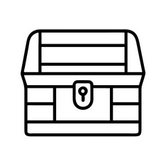 Poster - Treasure chest vector icon outline drawing vintage pirate box illustration graphic design element 100char