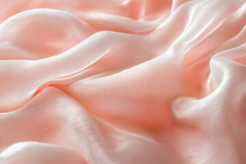 Poster - Peach-colored silk fabric with soft, flowing drapes and subtle texture.
