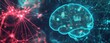 © komwut - Digital Brain: A luminous, digital rendition of the brain, interwoven with networks of data and light, symbolizing the complex nature of thought, intelligence, and innovation.
