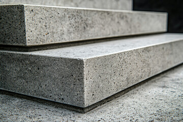 Poster - Close-up of three concrete steps, showcasing their texture and granular surface.