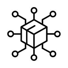 Poster - Decentralized network cube icon for blockchain technology and data sharing solutions and connections