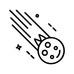 Wall Mural - comet icon vector illustration of falling star with tail and craters in space for astronomy design