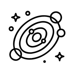 Wall Mural - galaxy illustration of solar system with planets and stars line art vector design for astronomy conc