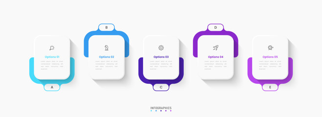 Wall Mural - Vector Infographic label design template with icons and 5 options or steps. Can be used for process diagram, presentations, workflow layout, banner, flow chart, info graph.