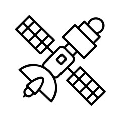 Poster - Satellite communication technology outline icon vector illustration for space exploration design