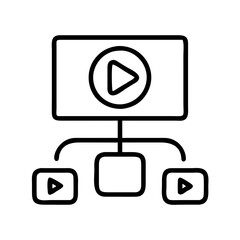 Poster - Video marketing strategy outline icon for social media content distribution and channel management plan