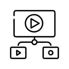 Poster - Video streaming platform with multiple screens and play buttons for online media content delivery network