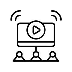 Poster - Online presentation webinar video conference meeting with team members streaming live broadcast on screen