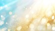 © Honey - Abstract background with light blue and gold gradient and bokeh effect with sparkles and sun rays