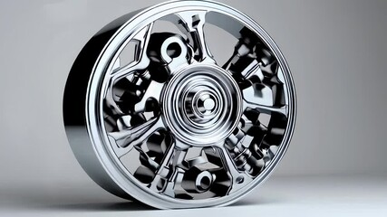 Poster - Metallic Wheel with Intricate Design and Reflective Surface