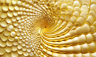 Poster - Intricate Golden Wave Pattern with Frame Design and Depth