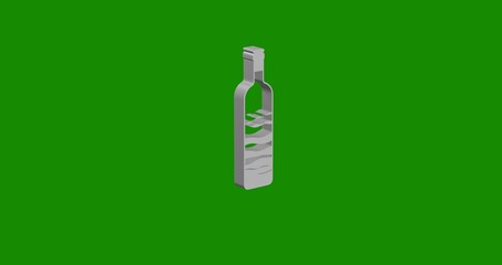 Poster - Isolated realistic white the world in a bottle symbol front view with shadow. 3d illustration on green chroma key background