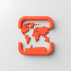 Poster - Eye-catching orange alert icon featuring a world map symbol
