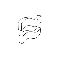 Poster - The outline of a large approximately equal symbol is made with black lines. 3D view of the object in perspective. Vector illustration on white background