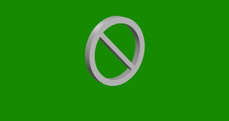 Poster - Isolated realistic white no parking sign front view with shadow. 3d illustration on green chroma key background