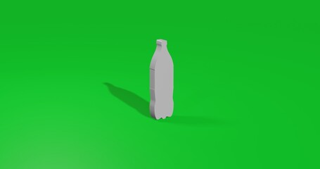 Poster - Isolated realistic white plastic bottle symbol front view with shadow. 3d illustration on green chroma key background