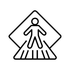 Poster - Pedestrian crossing sign vector illustration for safety awareness and traffic education design element icon