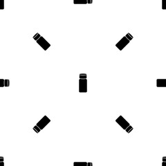 Poster - Seamless pattern of repeated black salt shaker symbols. Elements are evenly spaced and some are rotated. Illustration on transparent background
