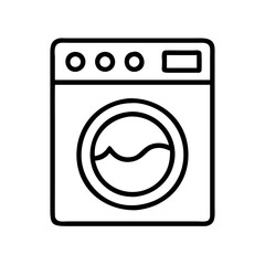 Poster - Washing machine laundry appliance for cleaning clothes and household items vector line art icon design
