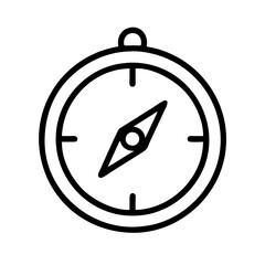 Poster - Compass navigation tool for direction finding and travel adventure with outline vector graphic icon design