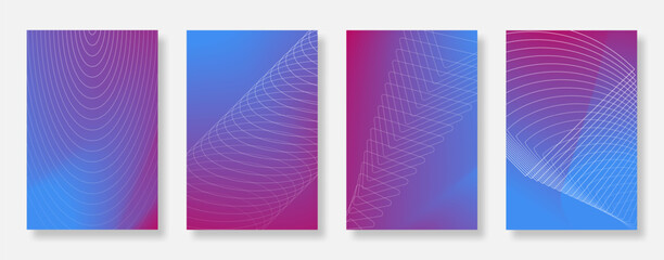 Poster - Abstract modern gradient poster background set. Minimalist template design with dynamic wavy lines. Suitable for flyer, banner, cover, social media, ads