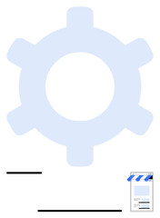 Poster - large gear symbol paired with a storefront graphic emphasizing business automation, e-commerce, and 