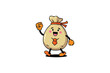 © Ismail - Cheerful Money Bag Cartoon Character with Tie and Ribbon, Walking Confidently Against a Clean White Background, Representing Prosperity and Success.