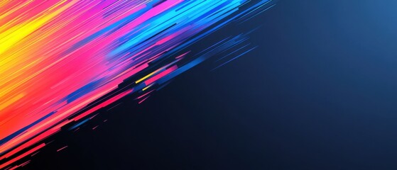 Wall Mural - abstract colorful diagonal lines on dark blue background modern digital art with vibrant colors and 