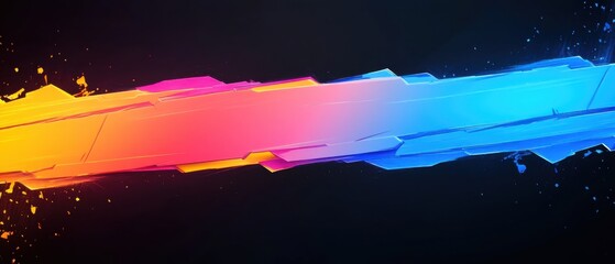 Wall Mural - abstract colorful geometric shapes with gradient effect on dark background modern digital art with v