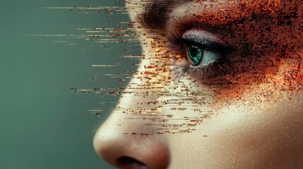Fototapete - Cyberpunk AI entity emerging from a glowing data stream
