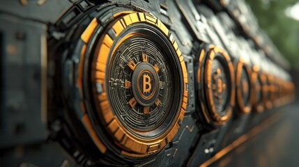 Fototapete - Futuristic marketplace where AI traders exchange digital currencies