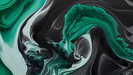 Wall Mural - deep emerald green, black and white. the composition combines these colors harmoniously, creating a 