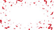 © Ardkyuu - Red confetti and ribbon on transparent background. Falling red confetti celebration element. Vector illustration