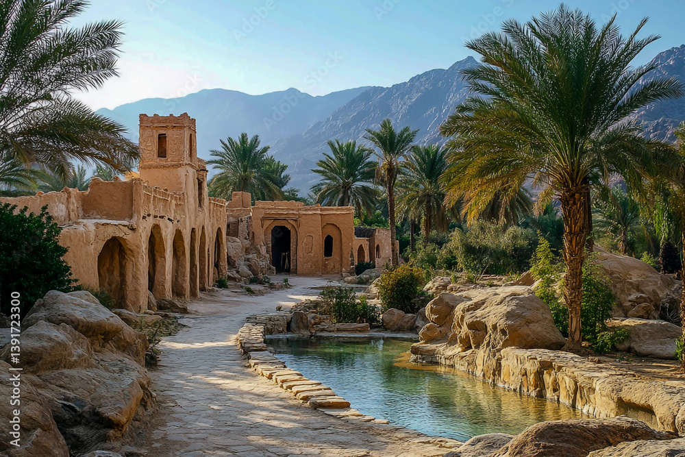 Stunning images of a tranquil desert landscape featuring lush green ...