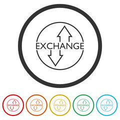 Aufkleber - Exchange icon. Set icons in color circle buttons