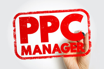 Poster - Ppc Manager text stamp, business concept background