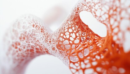 Aufkleber - Abstract orange and white interconnected cellular structure on bright background