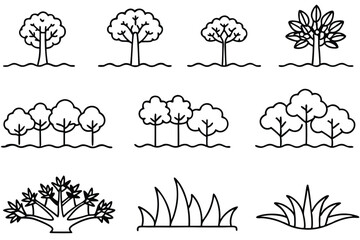 Poster - Mangrove Forest Line Art Illustration for Nature Inspired Artwork Design 