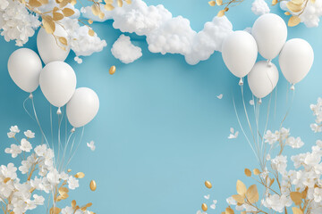 Wall Mural - bright balloons and clouds create joyful atmosphere