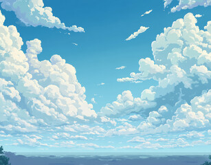 Wall Mural - bright clouds in blue sky create serene atmosphere